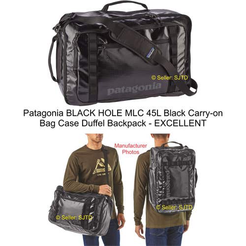 Patagonia BLACK HOLE MLC 45L Black Carry-on Bag Case Duffel Backpack - EXCELLENT