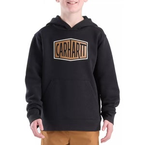 Carhartt Hoodie Boys Black Graphic Print Fleece Long Sleeve Pullover POSH122
