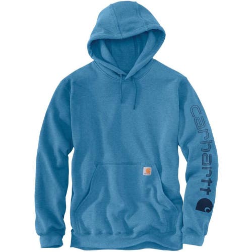 Carhartt Iconic K288 Hoodie Men's Horizon Blue Logo Long Sleeve Pullover POSH112