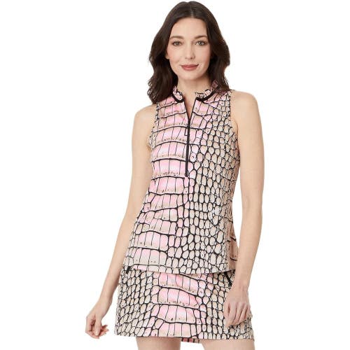 Jamie Sadock Caiman Top Women's Small Ivory Crocodile Print Sleeveless FROG417