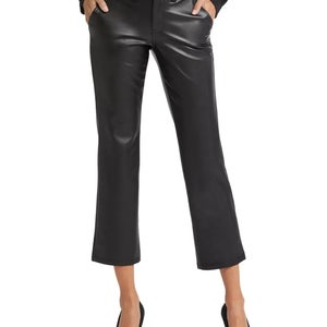 NYDJ Pants Women's 12 Black Faux Leather Straight Ankle Business Casual FROG490