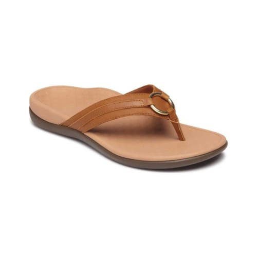 Vionic Aloe Sandals Women's US 8 M Mocha Brown Leather Toe Post Thong RHS8428