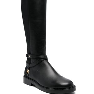 Michael Kors Abigail Women's US 9W Black Leather Side Zip Riding Boots RHS2439