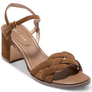 Cole Haan Ambrose Braid Sandals Women's US 8.5 B Brown Suede Block Heel RHS8285
