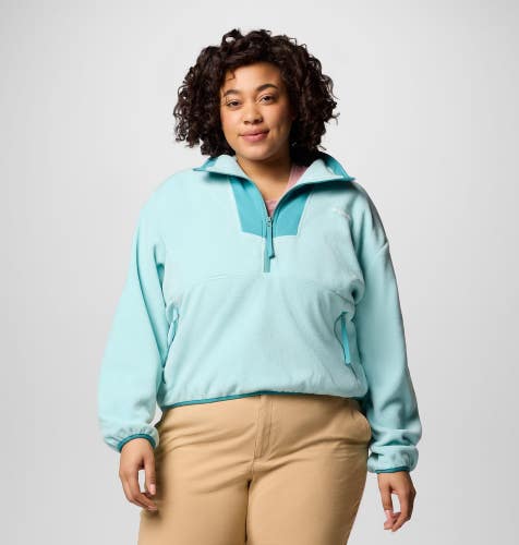 Columbia Sequoia Grove Sweatshirt Womens 3X Teal Fleece 1/2 Zip Everyday JAX1326