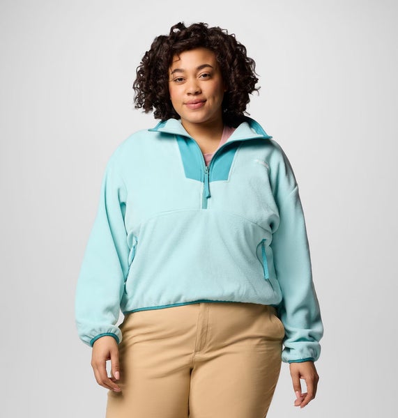 Columbia Sequoia Grove Sweatshirt Womens 3X Teal Fleece 1/2 Zip Everyday JAX1326