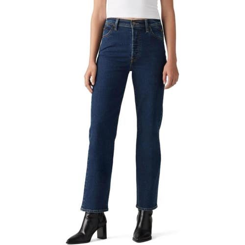 Levi's Riveted Ribcage Jeans Women's 30x27 Blue Denim Straight Leg Ankle JAX1322