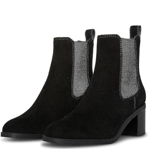 Steve Madden Rockwell Boots Women's US 7.5 Black Suede Block Heel Bootie HTAT406