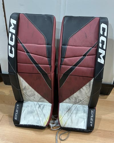 Red 33" Senior CCM EFlex 6 Goalie Leg Pads Pro Stock (Used)
