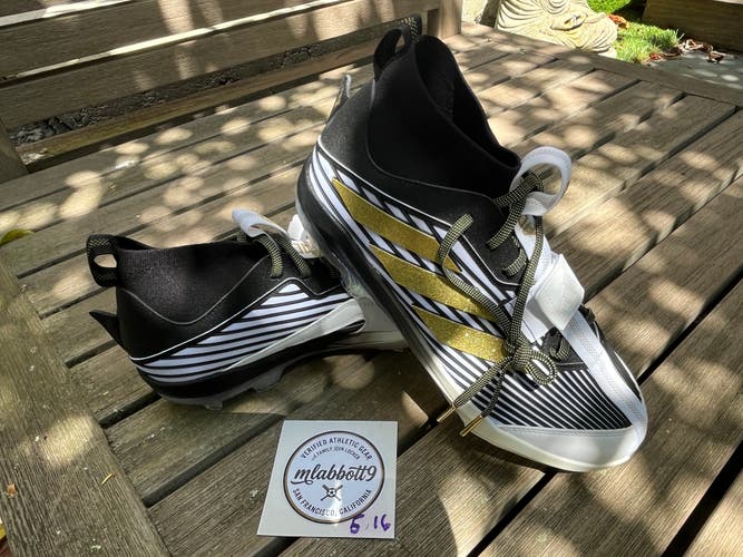 Adidas Adizero Edge+ TPU Baseball Cleats - Size 12 - NEW (JQ7464) Black/Gold/White