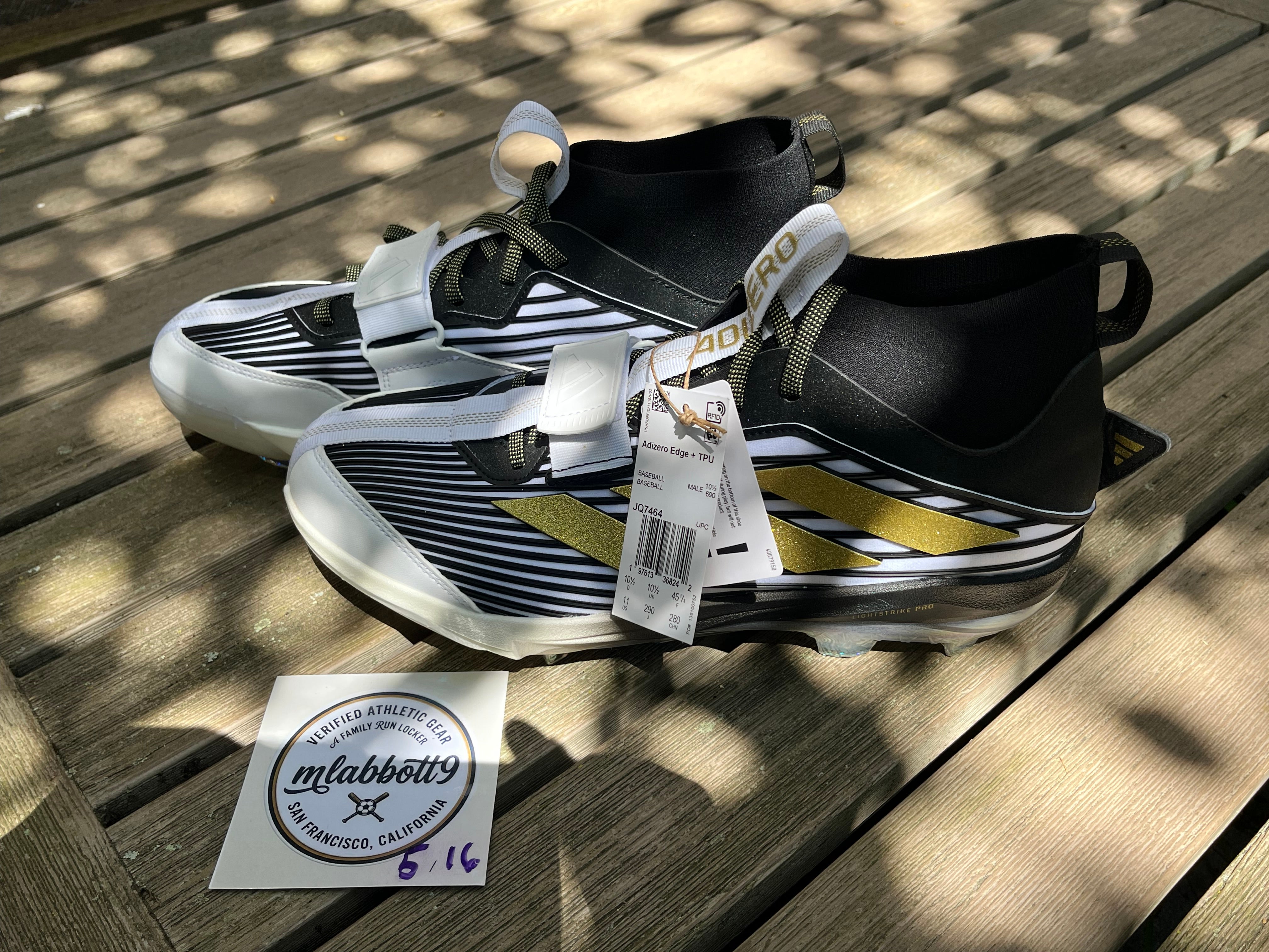 Adidas Adizero Edge+ TPU (Mid-Height) - Black/Gold - Size 12  display picture 2