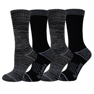 Columbia Moisture Control Crew Socks Women's Black Cushioned 4-Pack JAX1327