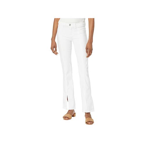 7 For All Mankind Kimmie Jeans Womens 30 White Denim Straight Split Hem FROG496