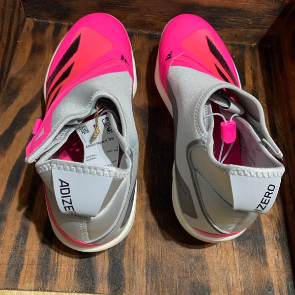 Adidas Adizero Impact+ TPU Baseball Cleats Men\'s Size 13 Pink Gray IF3353 SZ 9.5M Adidas Adizero Impact+ TPU Baseball Cleats Pink Gray  main image 4