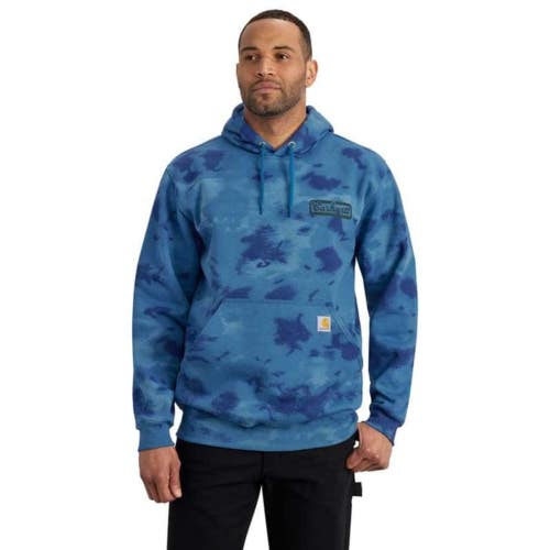 Carhartt Hoodie Men's M Horizon Blue Watercolor Camo Graphic Loose Fit POSH067