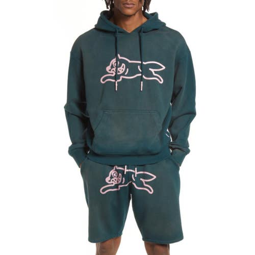 Icecream Strato Hoodie Men Large Deep Teal Graphic Print Cotton Pullover POSH058