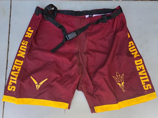 Used Verbero Senior Goalie Pant Shell (XL) Junior Sun Devils (Maroon and Gold)