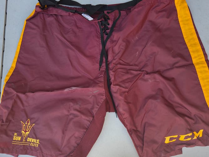 Used Custom CCM Senior Goalie Pant Shell (S/M) – Junior Sun Devils (Maroon & Gold)