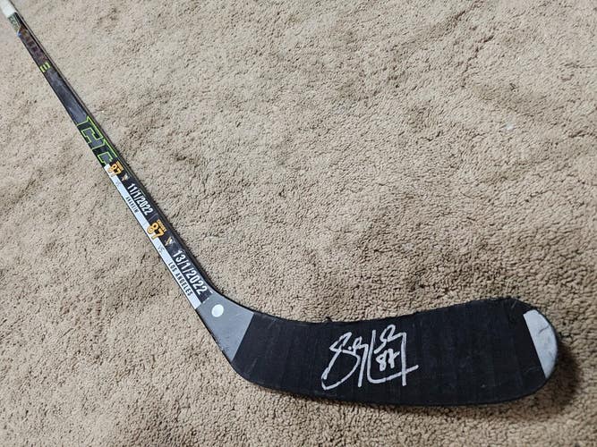 SIDNEY CROSBY 21'22 Signed Pittsburgh Penguins Photomatched Game Used Stick COA