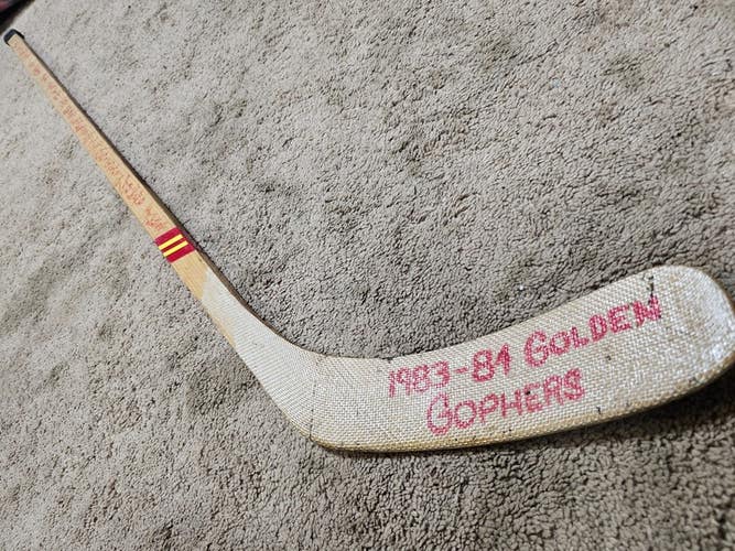 KURT LARSON 83'84 Team Signed Minnesota Golden Gophers Game Used Hockey Stick