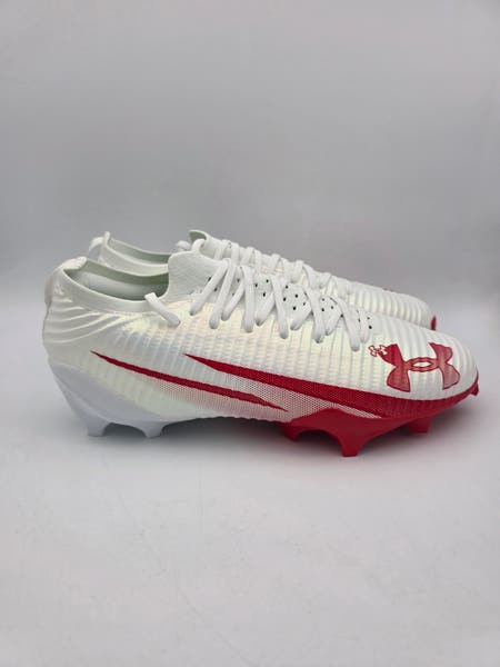 New Under Armour UA Blur Pro Men's 11.5 White Red Football Cleats