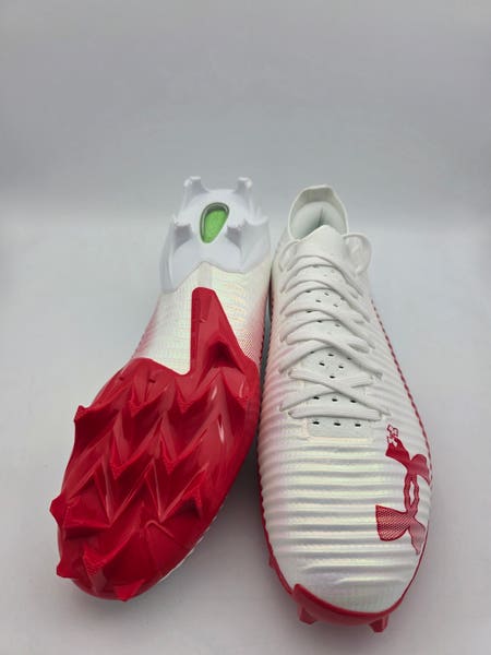 New Under Armour UA Blur Pro Men's 11.5 White Red Football Cleats