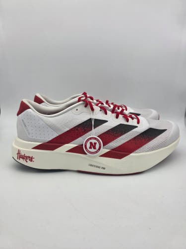 Adidas Adizero EVO SL Nebraska Cornhuskers White Red Running Shoes Men's Sz 14.5