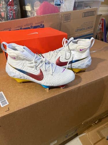 White Men's Size M 10.0 (W 11.0) Adult Nike Alpha Huarache NXT High Top Metal (New)