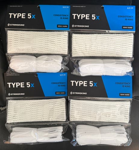 NEW!!  Four (4) StringKing Type 5x semi hard LACROSSE MESH KITS
