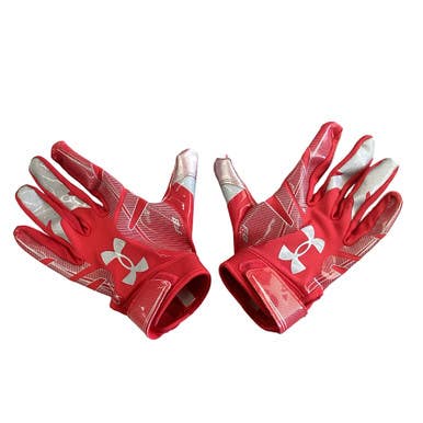 Used Under Armour UA FOOTBALL GLOVES FB Gloves Red SM 11760-S000091516