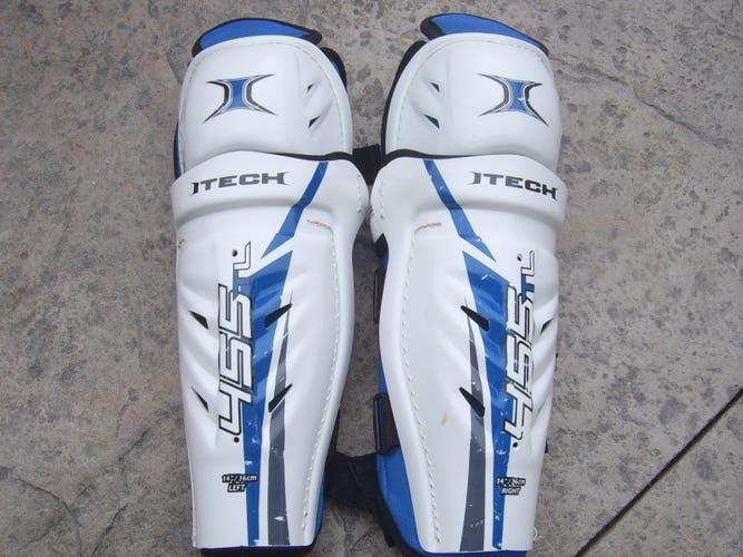Excellent Condition Itech 455 Senior Hockey Shin Pads sz 14"