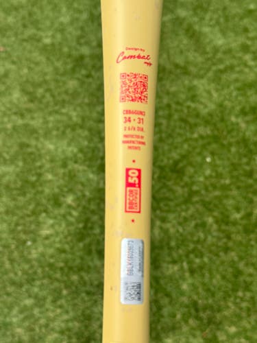 2026 Combat MFG Spec A1 Alloy BBCOR Certified Bat (-3) 31 oz 34" (Used)