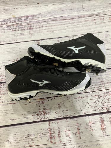 Black Mizuno Vapor Elite 7 Mid Metal Cleats I Size 6.5 (New)