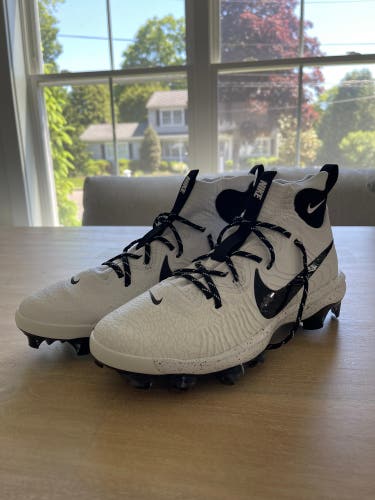 White Men's Size M 10.5 (W 11.5) Nike Alpha Huarache NXT MCS High Top Molded Cleats (New)