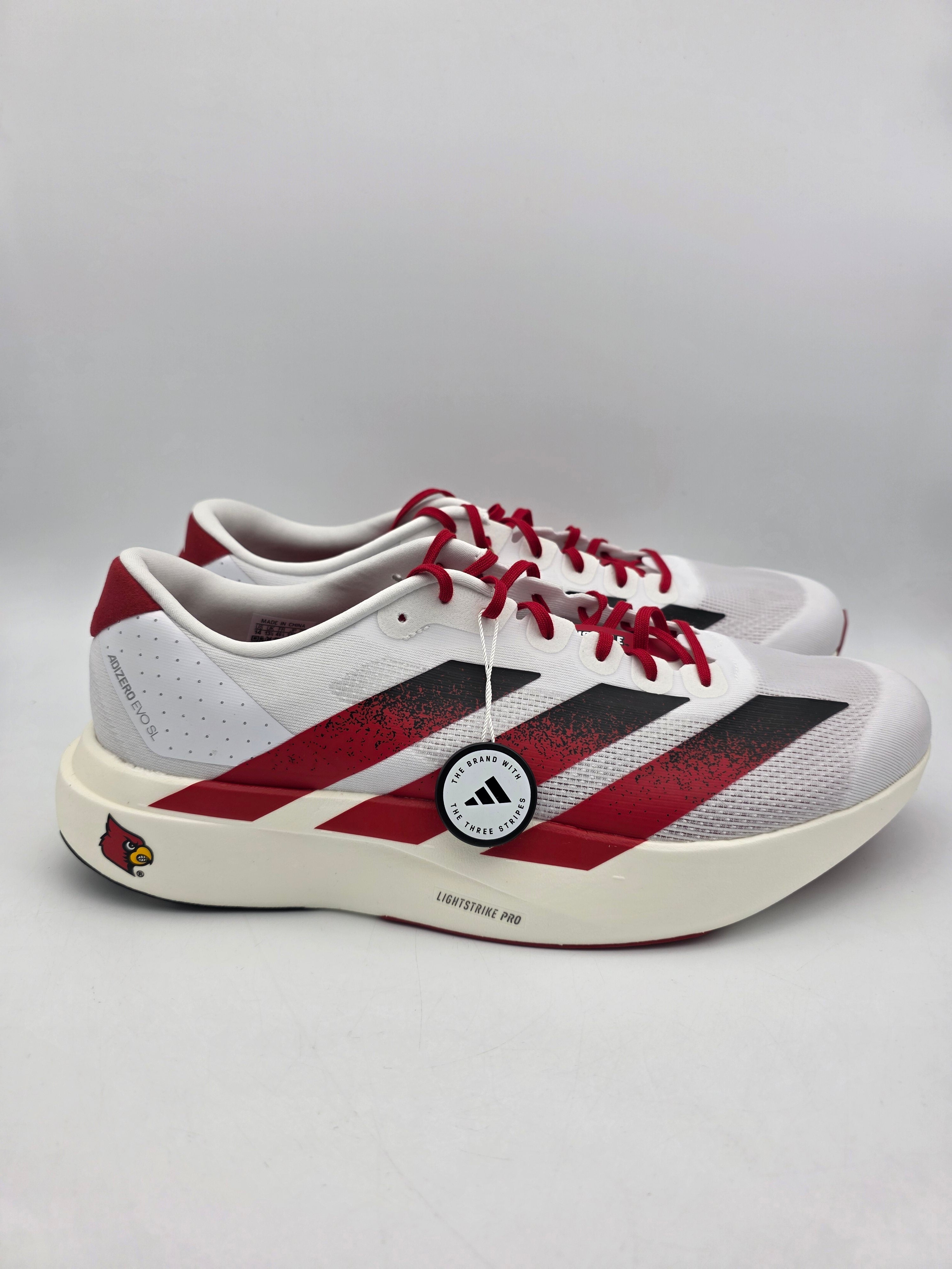 adidas Adizero EVO SL \'Louisville Cardinals\' Men Running Shoes White Red JQ4567 Built for the diehard Card, this  main image 3