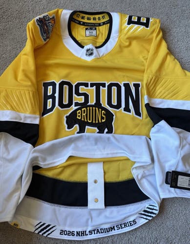 NWT Boston Bruins Pro Authentic MIC NHL Jersey FAP 2026 Stadium Series 50 Blank