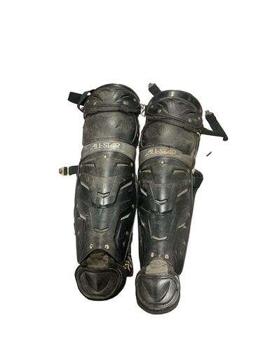 Used All-Star BLACK SHIN GUARDS Catchers Leg Guards Black Adult 11834-S000050615