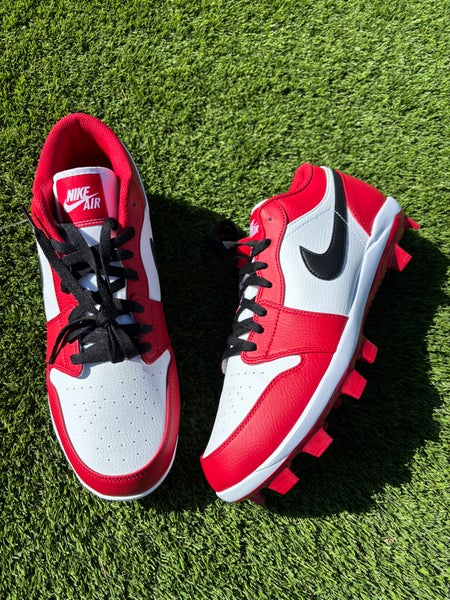 White Men's Size 13.0 (W 14.0) Adult Nike Air Jordan 1 Retro MCS Low Top “Chicago”Molded Cleats (New