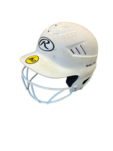 Used Rawlings HELMET W/ MASK Batting Helmet w/Mask White MD 11682-S000132281