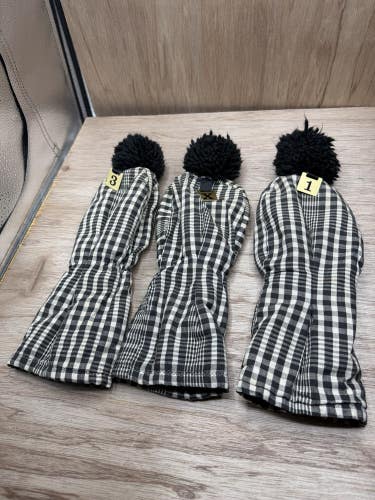 Vintage Plaid Golf Hesd Covers 1, X, E Pom