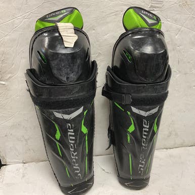 Used Bauer SUPREME ONE.6 Senior Shin Guards Black And Neon Green 14" 11855-S000203439