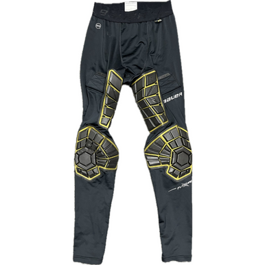 Used Bauer COMPRESSION FIT Senior Hockey Compression Pants Black And Yellow SM 11855-S000203407