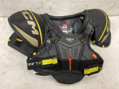 Used CCM TACKS AS-V PRO Youth Shoulder Pads Black And Yellow SM 11855-S000203402