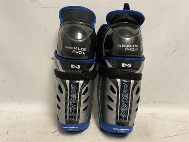 Used Bauer NEXUS PRO II Junior Shin Guards Black And Royal Blue 10" 11855-S000203368