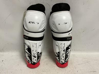 Used CCM JETSPEED FT485 Senior Shin Guards White/Black/Red 14" 11855-S000203524