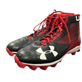 New Under Armour Hammer Mid RM FB Cleats Red Senior 14 11450-S000500547