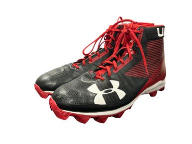 New Under Armour Hammer Mid RM FB Cleats Red Senior 14 11450-S000500547