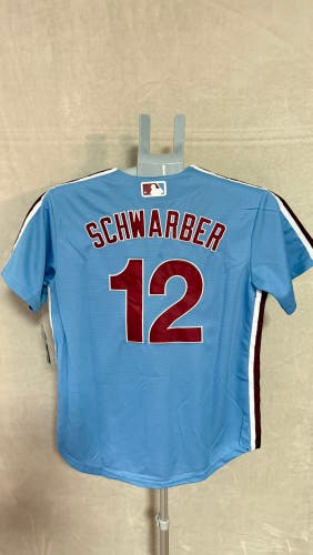 Blue Large Boys Nike Jersey (New) Philadelphia Phillies 12 Schwarber