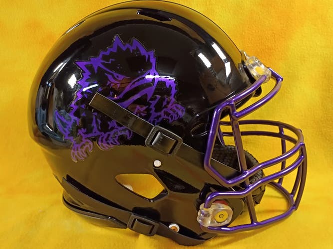 TCU Horned Frogs fullsize Riddell Speed football helmet medium chrome decals