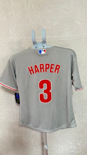 Gray Large Boys Nike Jersey (New) Philadelphia Phillies # 3 Harper